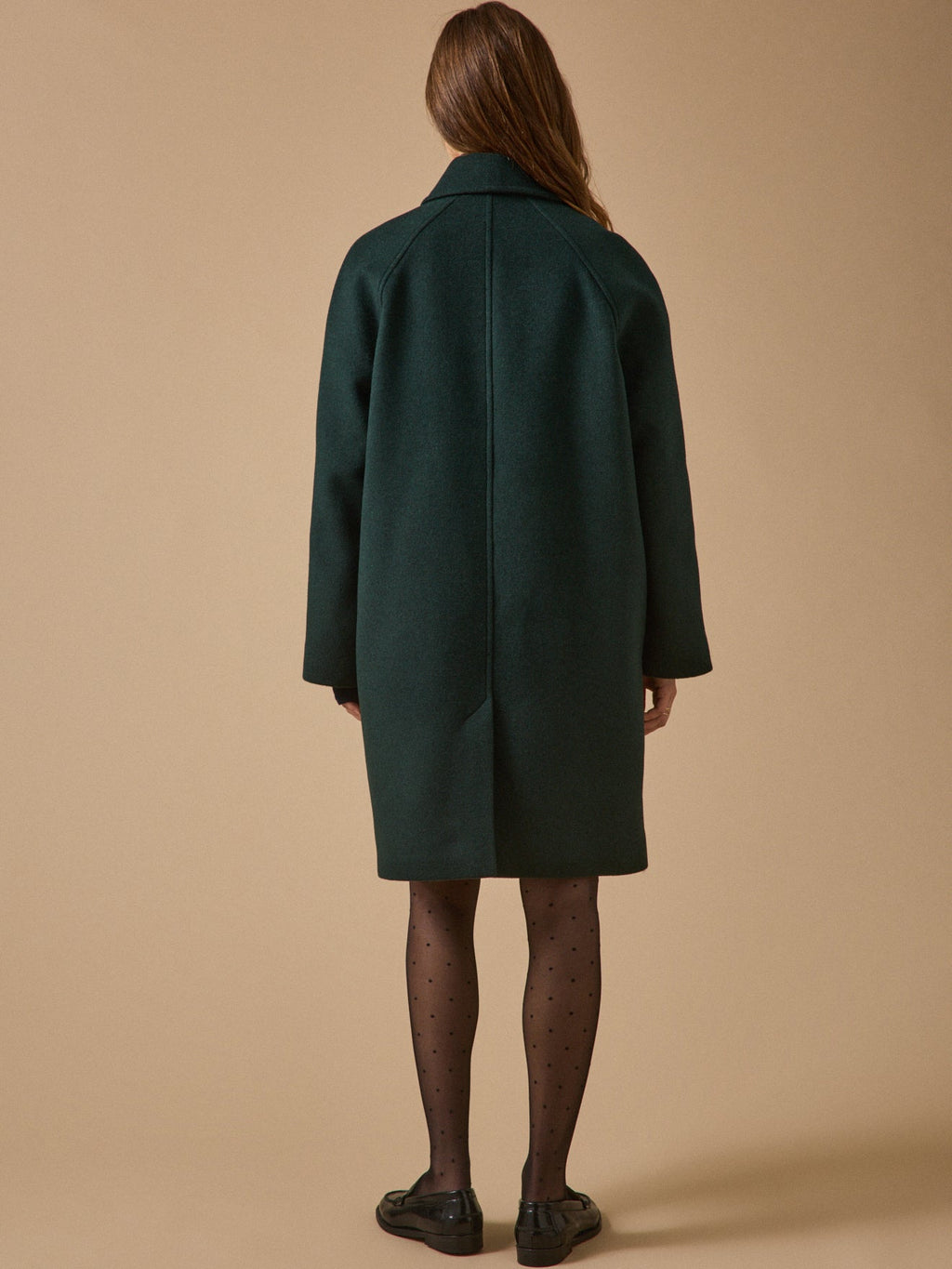 Manteau mi-long femme en lainage – vert foncé, vert foncé – vue 2