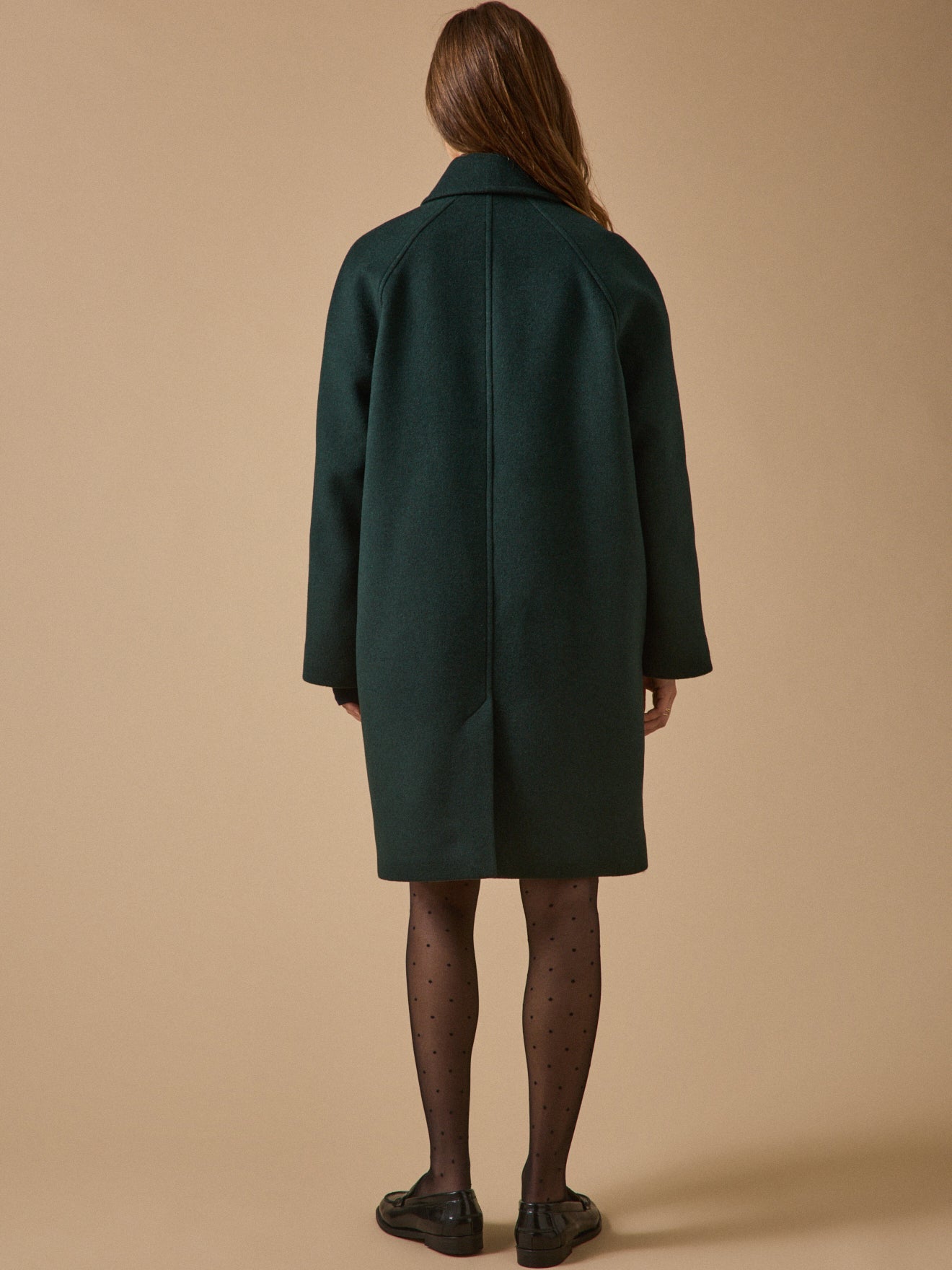 Manteau mi-long femme en lainage – vert foncé, vert foncé – vue 2