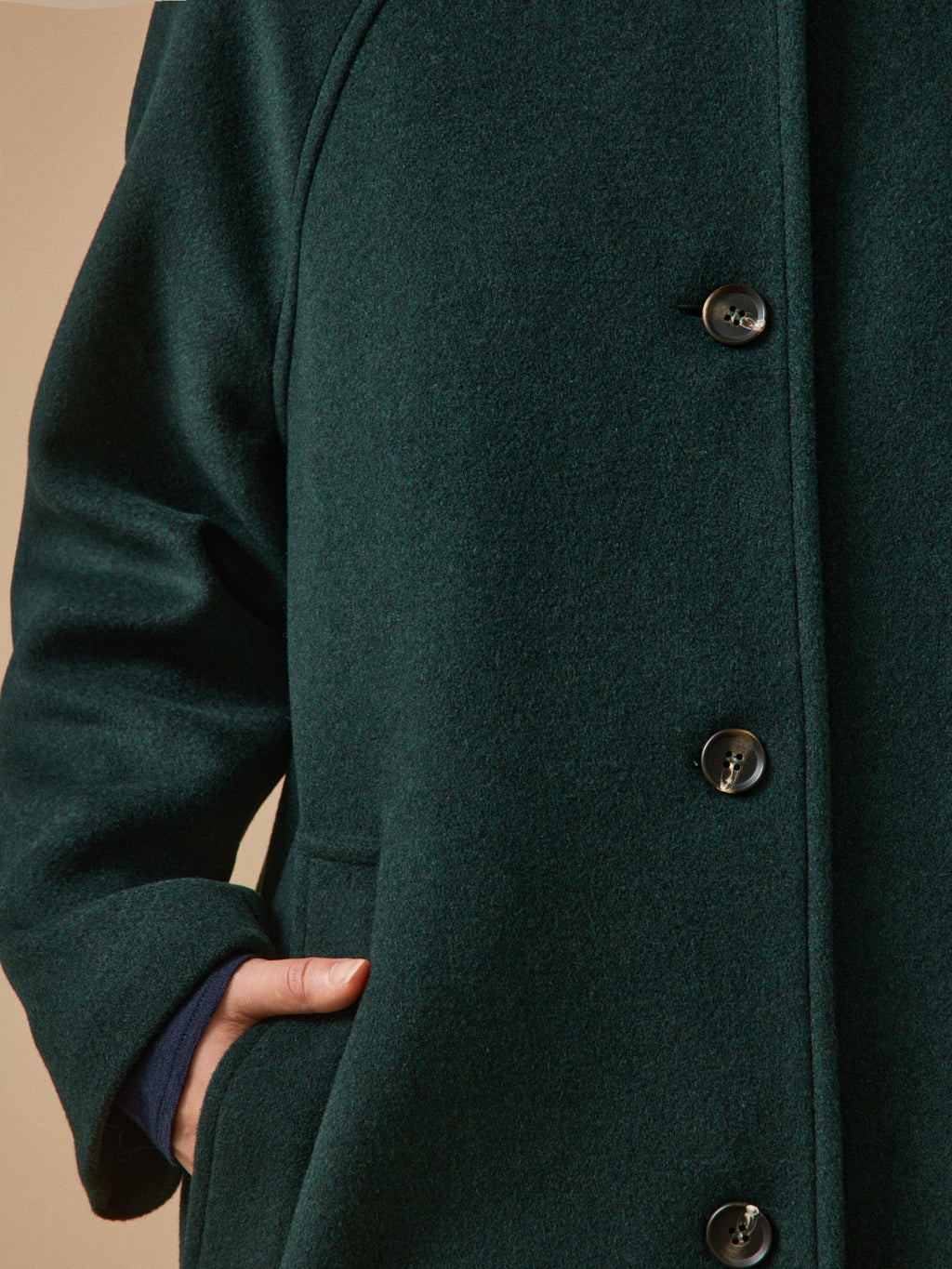 Manteau mi-long femme en lainage – vert foncé, vert foncé – vue 4