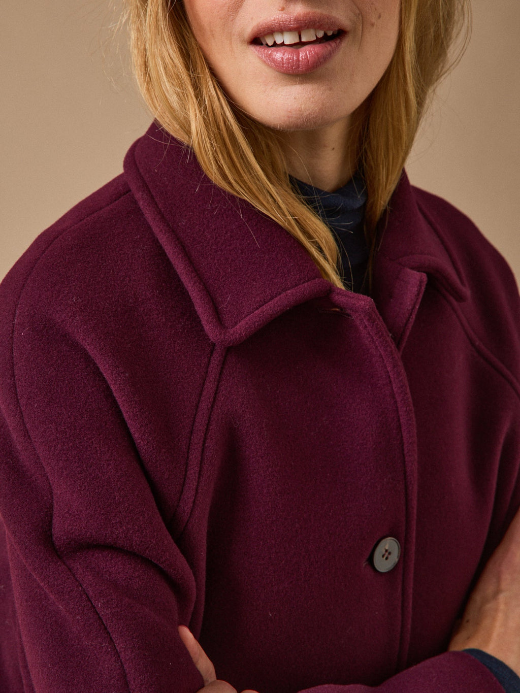 Manteau mi-long femme en lainage – bordeaux, bordeaux – vue 4