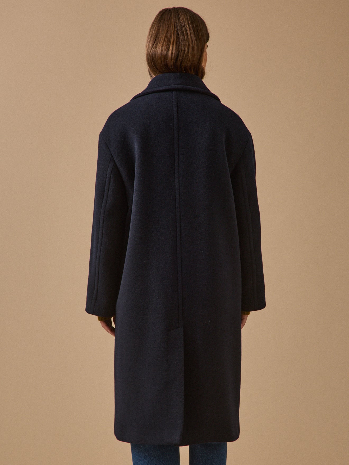 Manteau long femme en lainage – bleu marine, bleu marine – vue 2