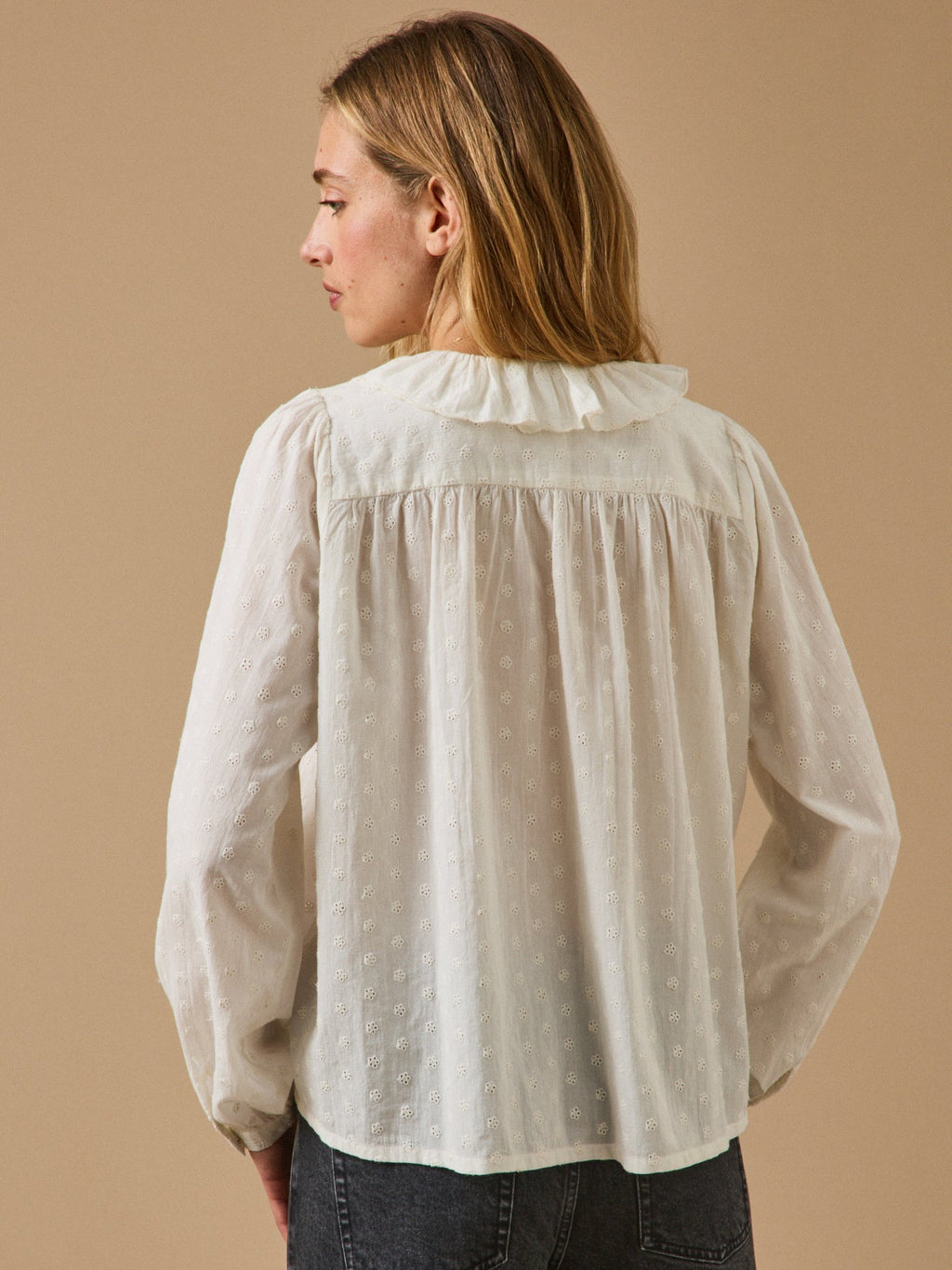 Blouse femme en broderie anglaise – écru, écru – vue 3