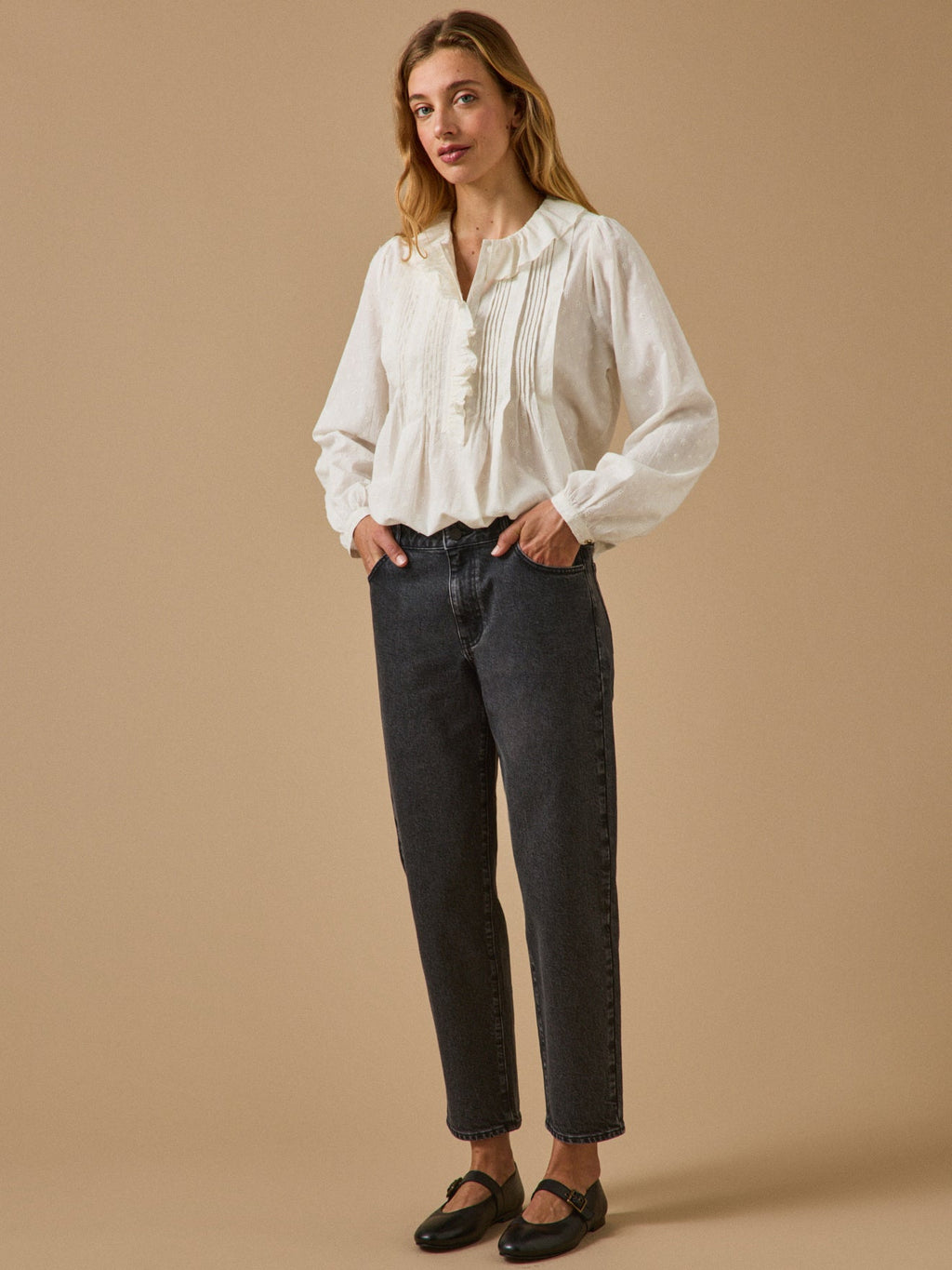 Blouse femme en broderie anglaise – écru, écru – vue 6
