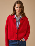 Gilet femme en maille milano à col chemise – rouge tomate, tomate – vue 1