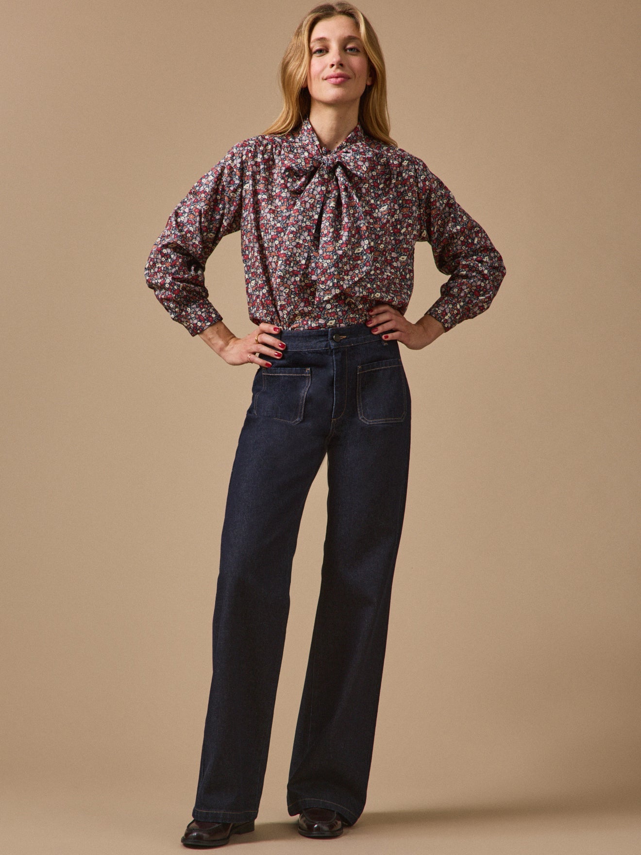 Jean flare femme en denim de coton brut, denim brut – vue 5