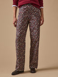 Pantalon large femme en coton à motif floral, motif floral sombre – vue 1