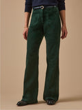 Pantalon flare femme en velours côtelé – vert anglais, vert anglais – vue 1