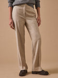 Pantalon droit femme en flanelle – avoine chiné, avoine chiné – vue 1