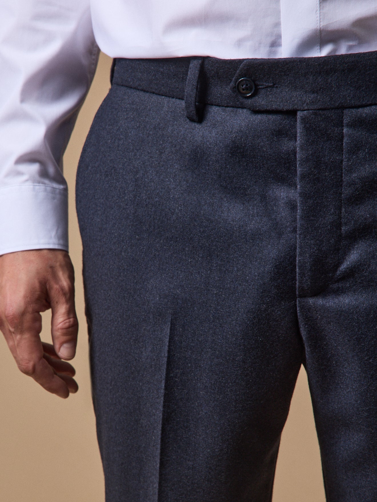 Pantalon de costume homme en flanelle – bleu chiné, bleu chiné – vue 3