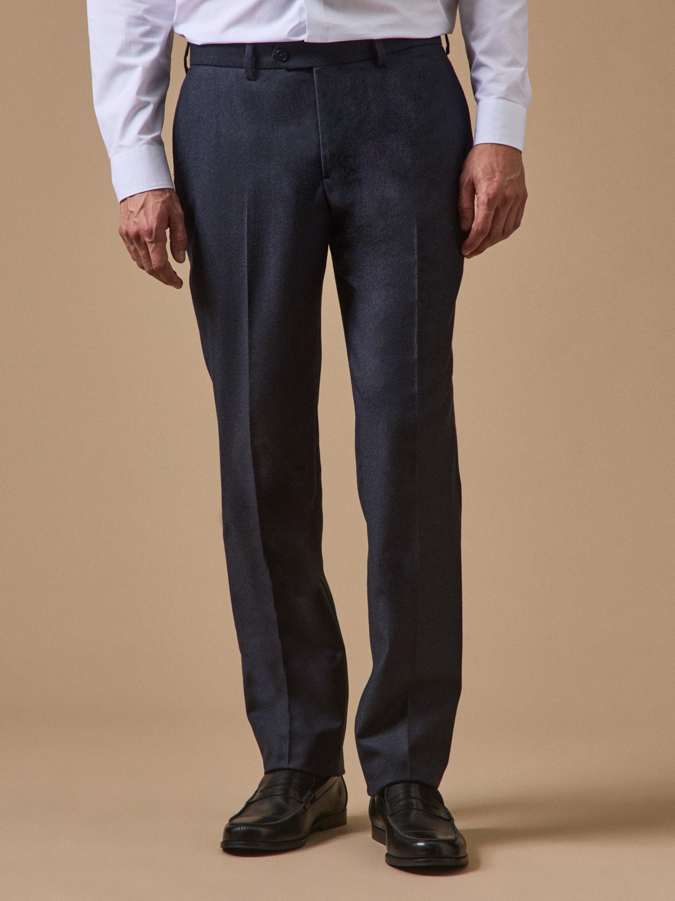 Pantalon de costume homme en flanelle – bleu chiné, bleu chiné – vue 1