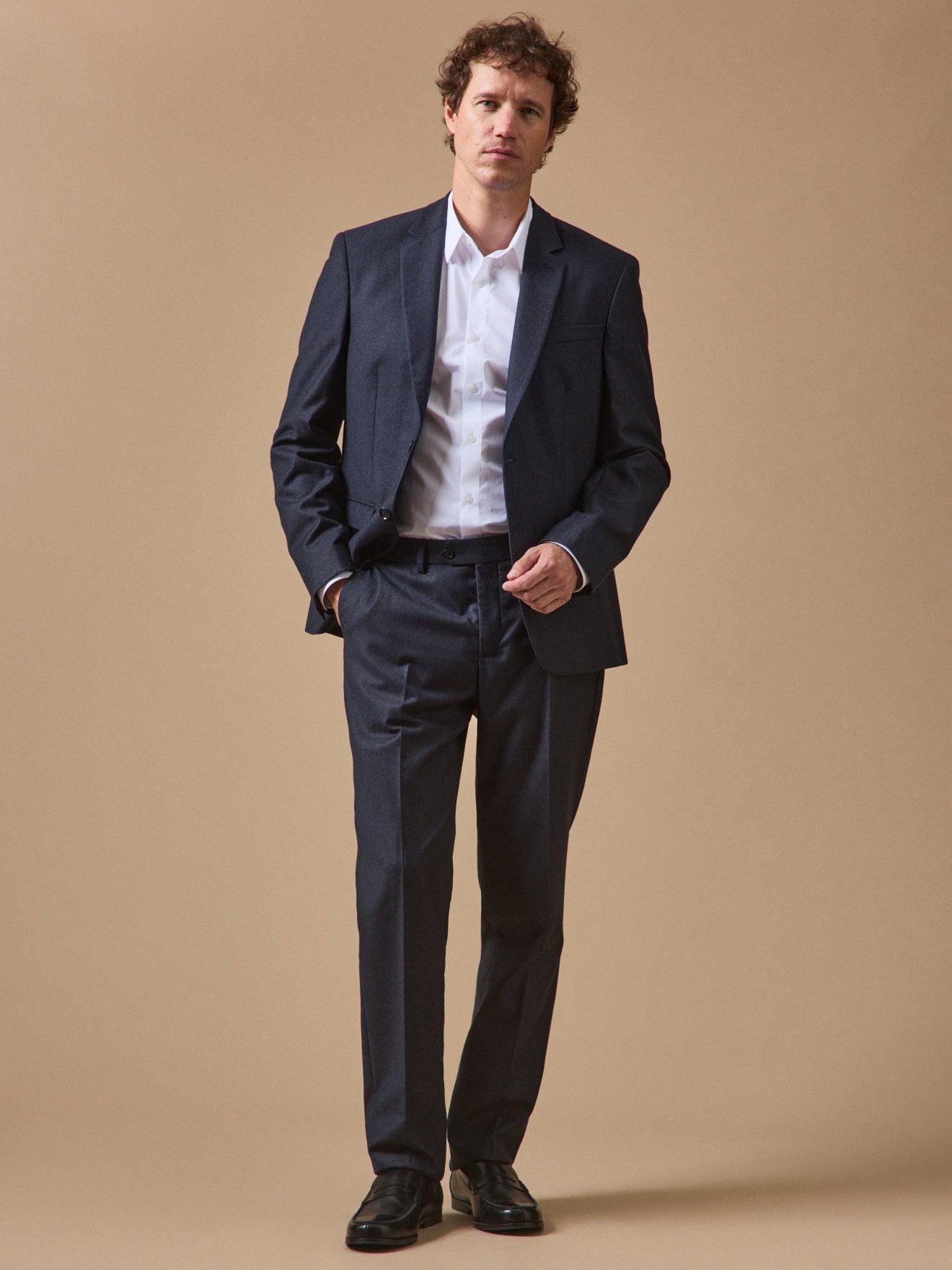 Pantalon de costume homme en flanelle – bleu chiné, bleu chiné – vue 4
