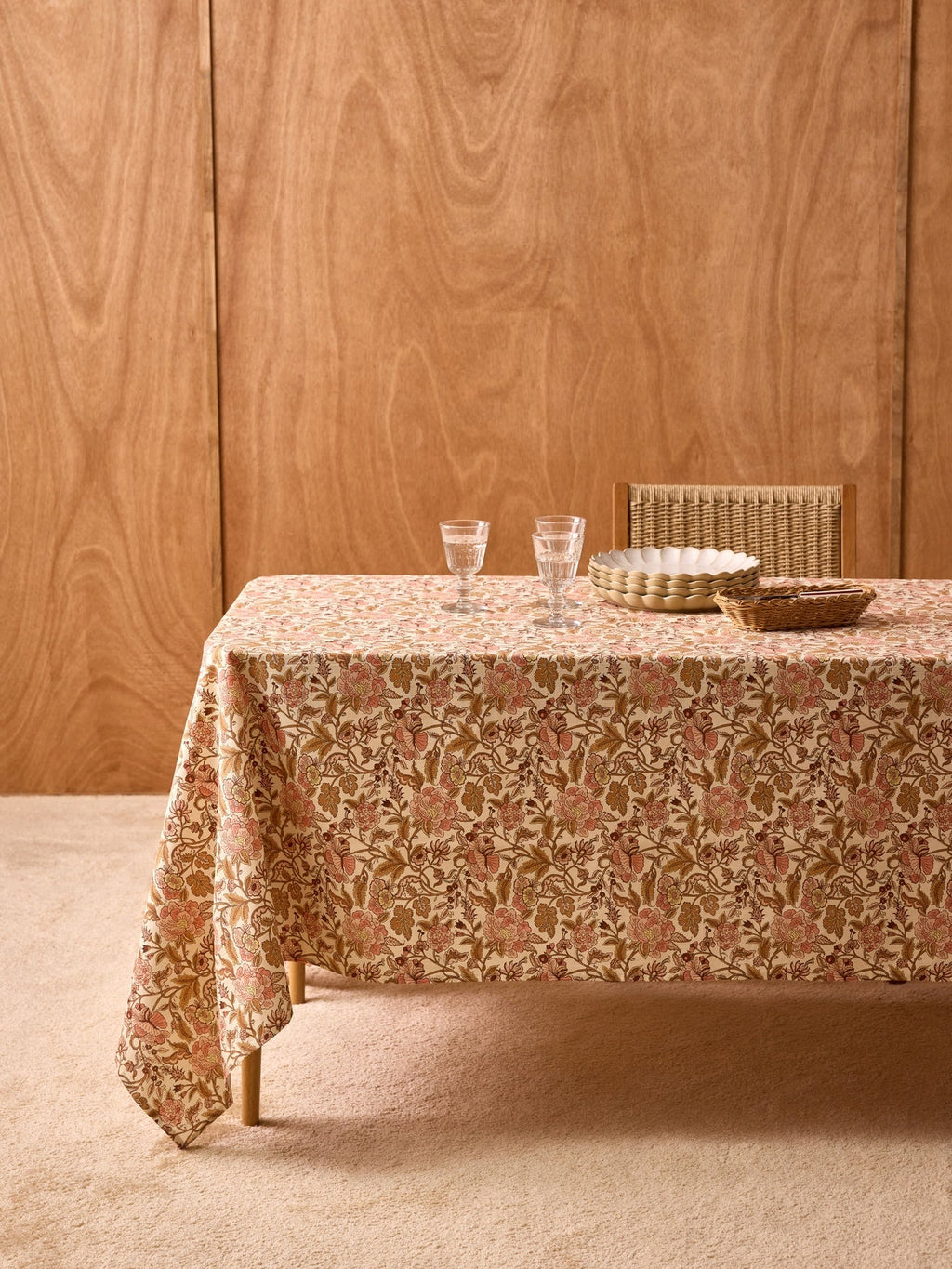 Nappe imprimée en coton mélangé – caramel, caramel – vue 1