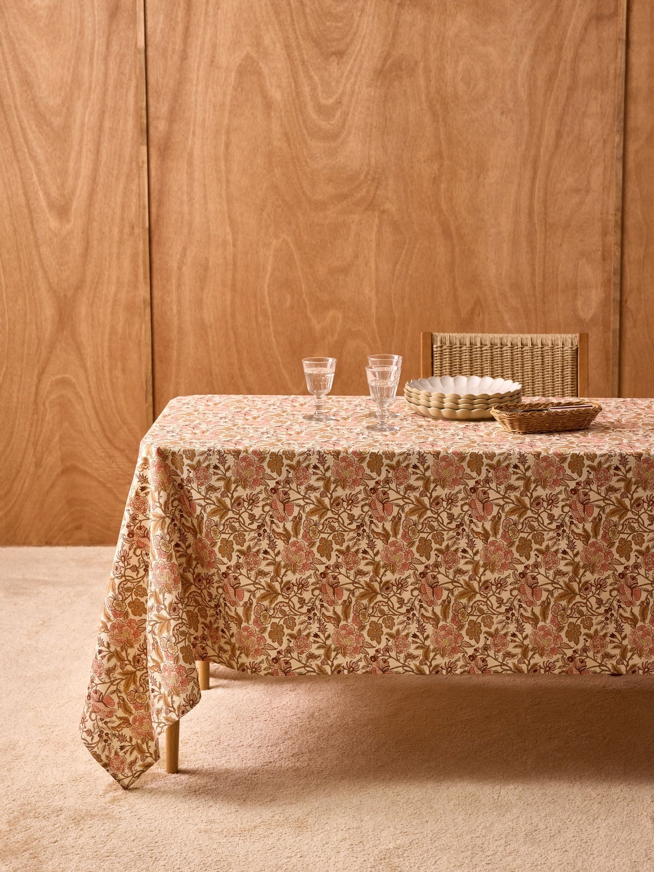 Nappe imprimée en coton mélangé – caramel, caramel – vue 1