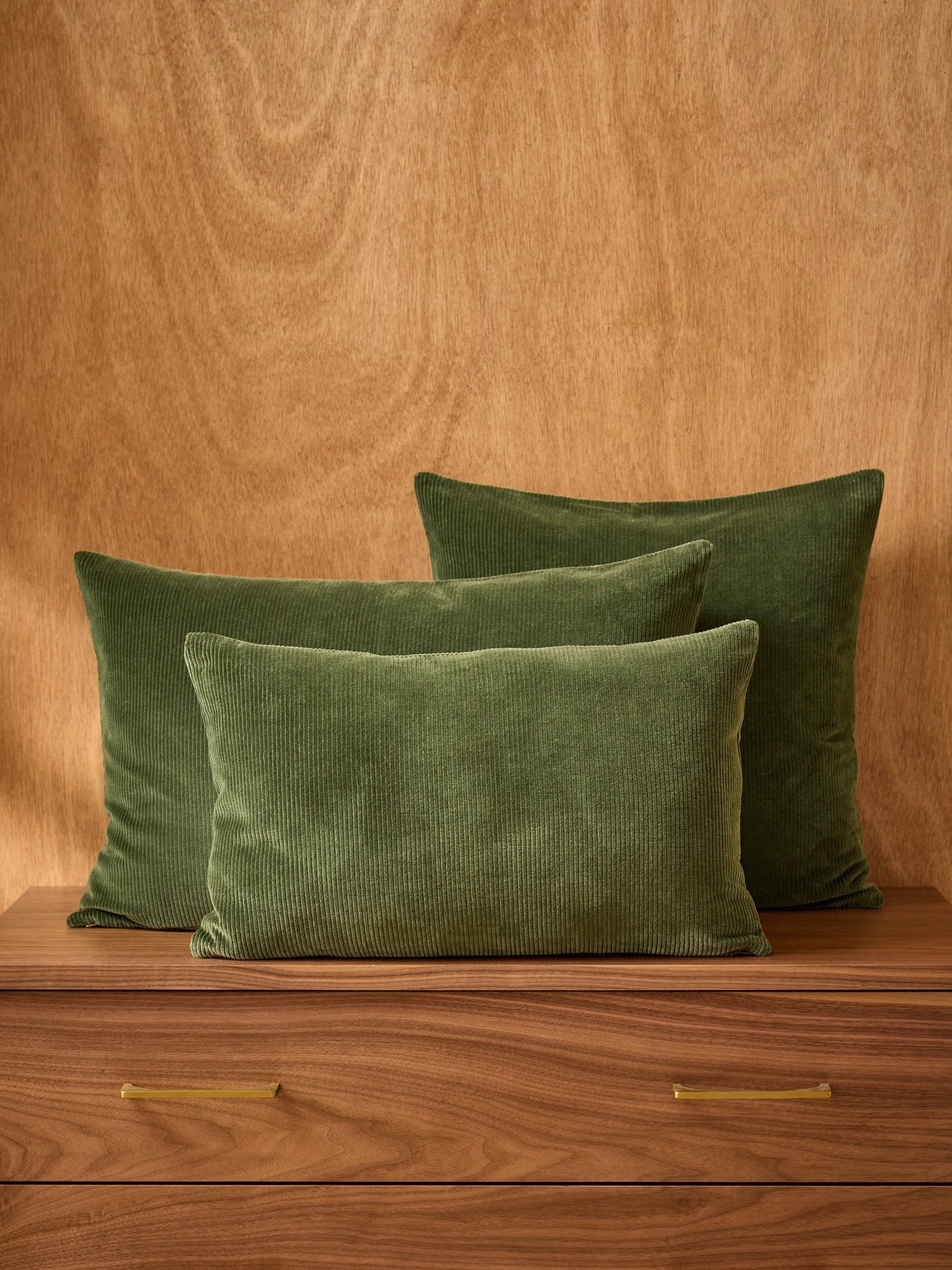 Housse de coussin en velours côtelé – vert, vert – vue 5