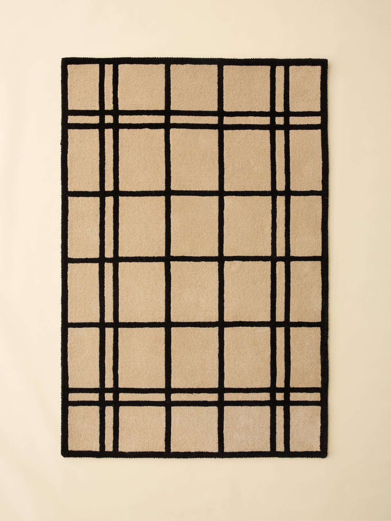 Tapis à carreaux – 120 × 180 cm, carreaux noir et beige – vue 1