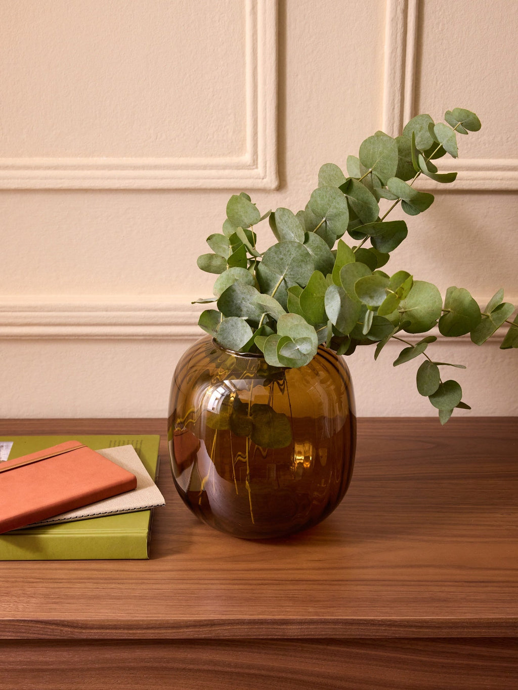 Vase cylindrique en verre – cognac, cognac – vue 1