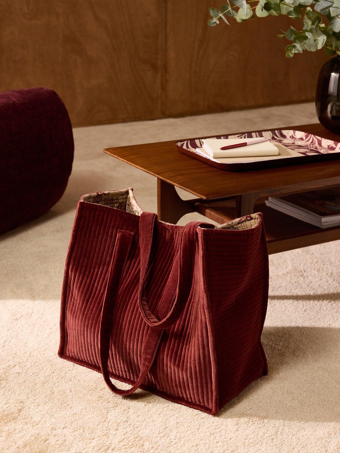 Sac cabas matelassé en velours côtelé – motif décoratif, motif décoratif – vue 4