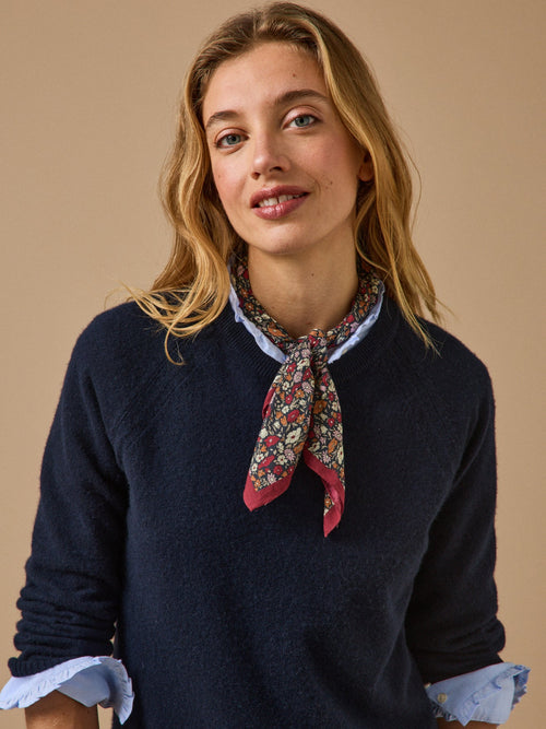 Bandana adulte à motif floral – 65 × 65 cm, motif floral sombre – vue 1