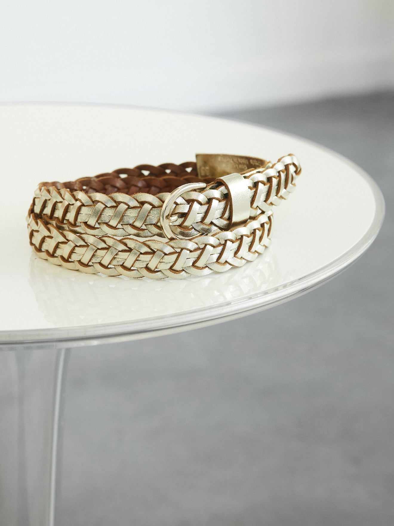 Ceinture tressée femme en cuir – doré, doré – vue 4
