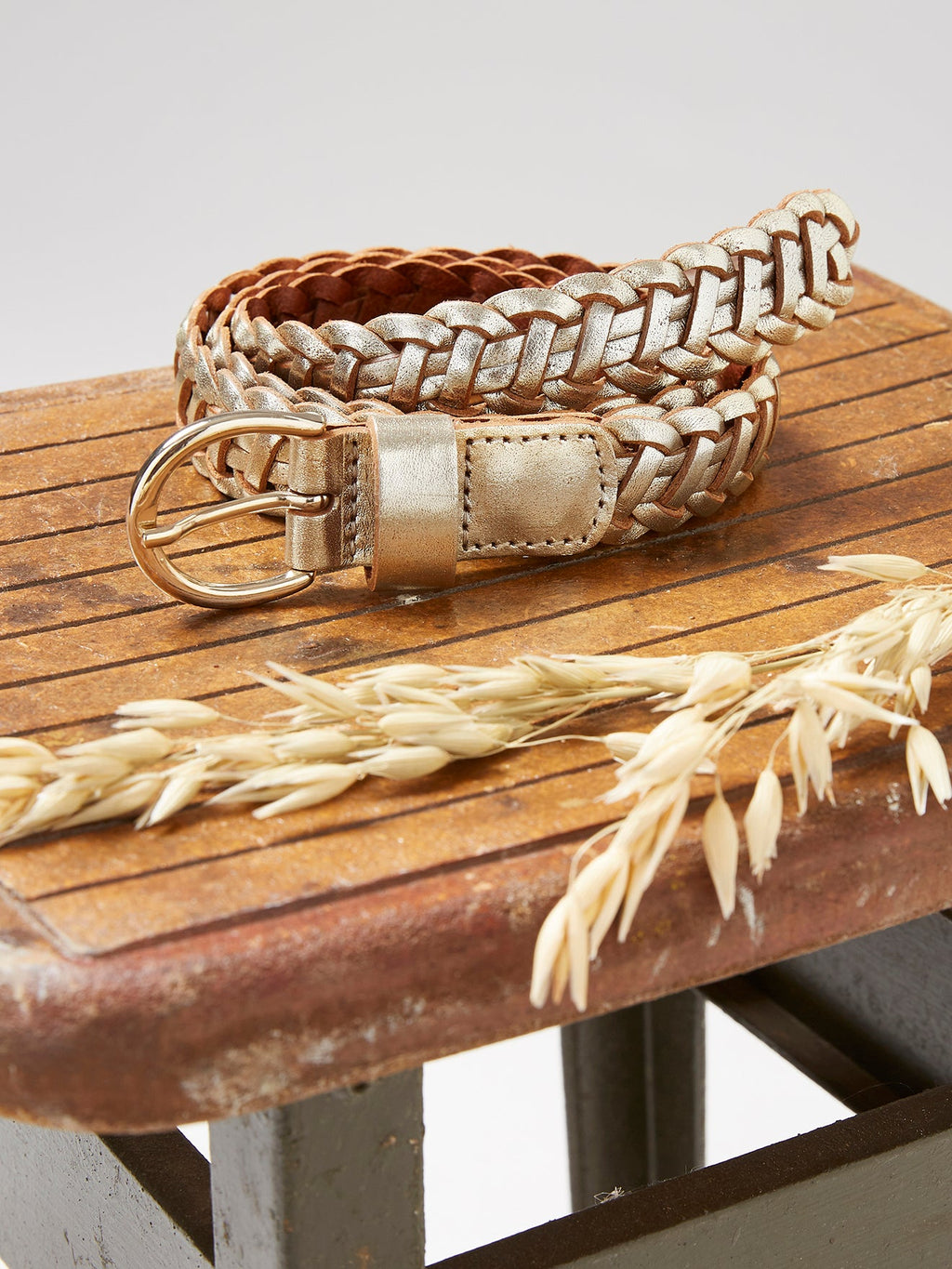 Ceinture tressée femme en cuir – doré, doré – vue 2