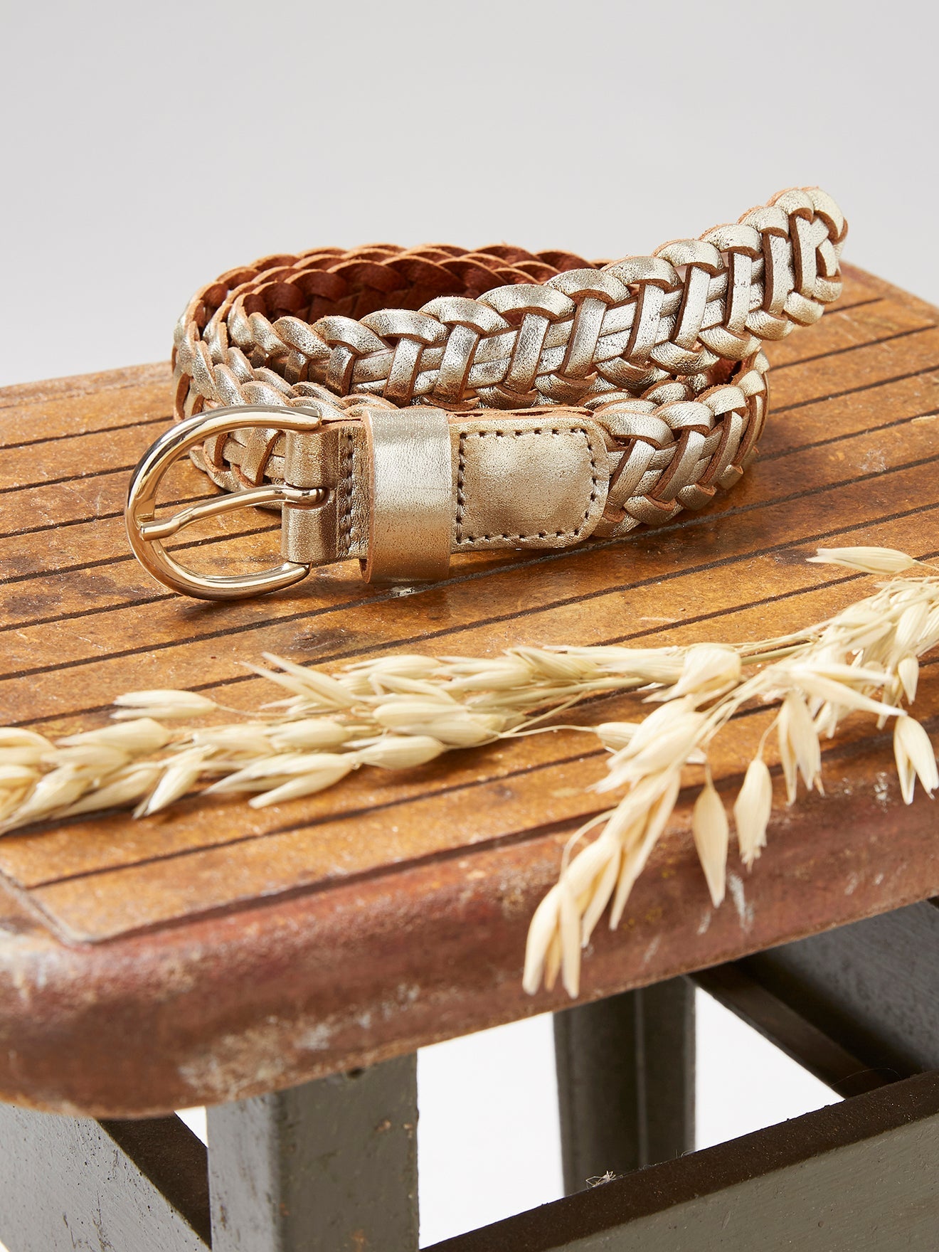 Ceinture tressée femme en cuir – doré, doré – vue 2