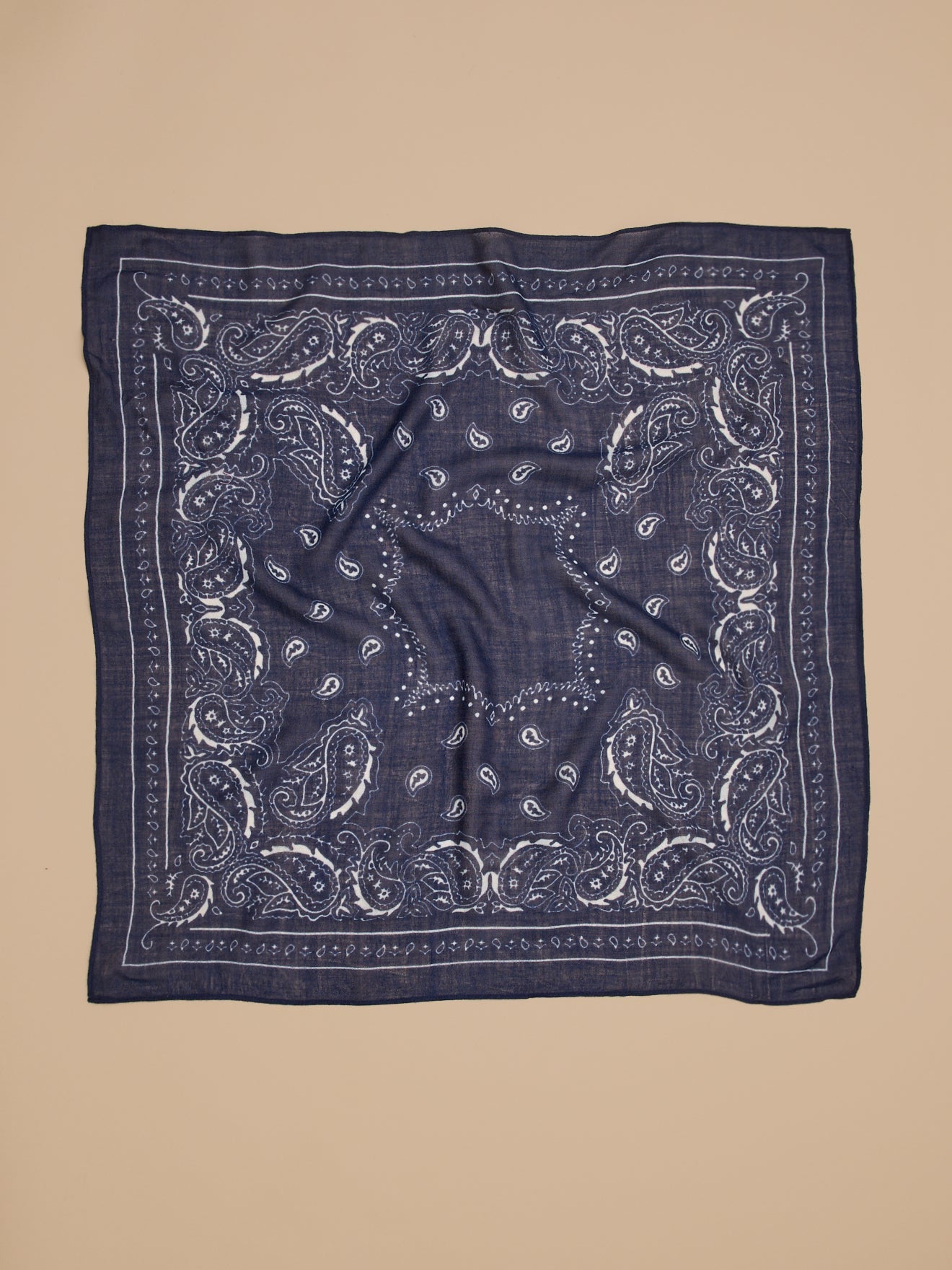 Bandana adulte imprimé en laine – bleu marine, bleu marine – vue 3