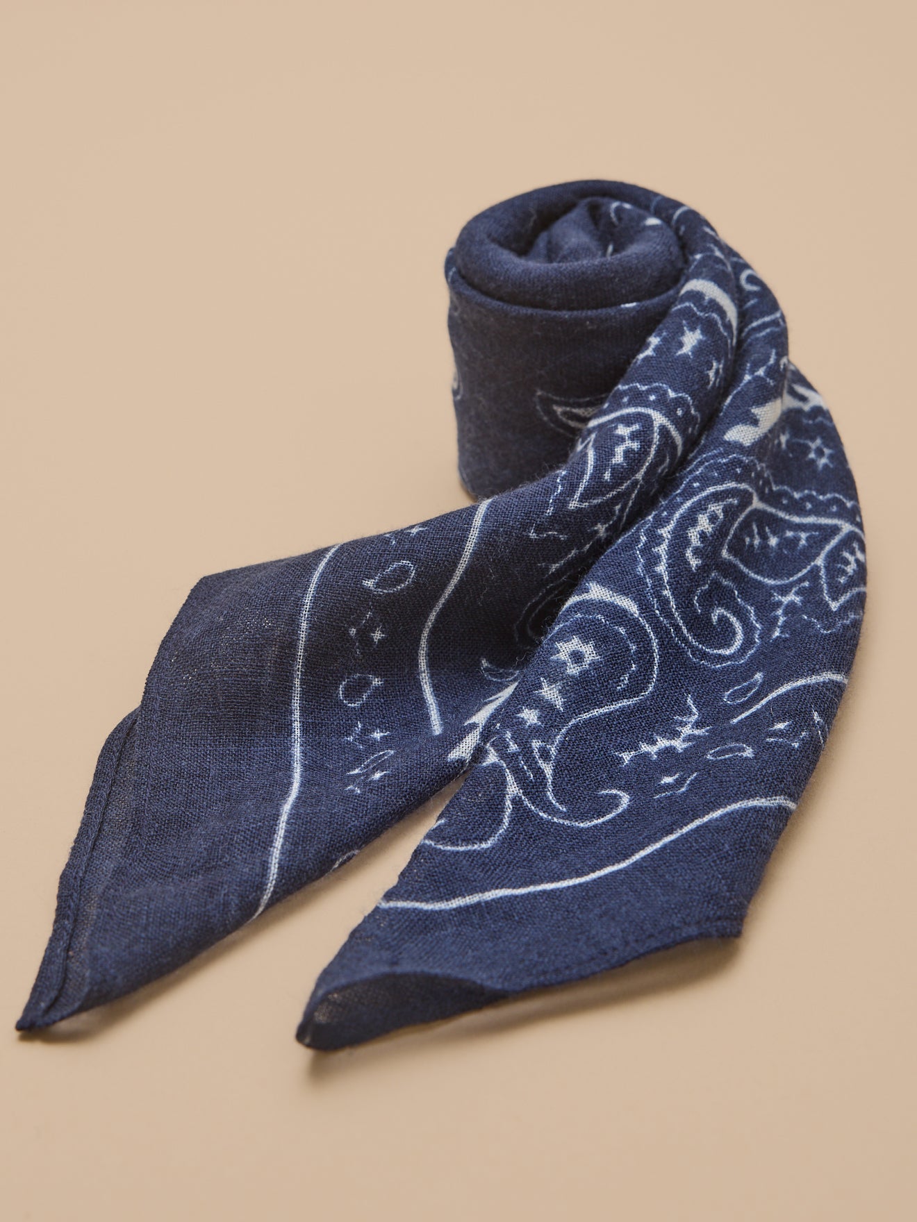 Bandana adulte imprimé en laine – bleu marine, bleu marine – vue 2