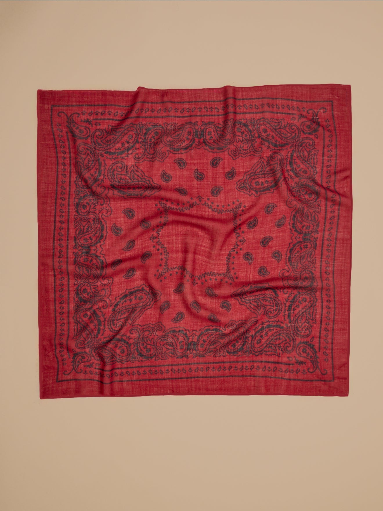Bandana adulte imprimé en laine – bordeaux, bordeaux – vue 3