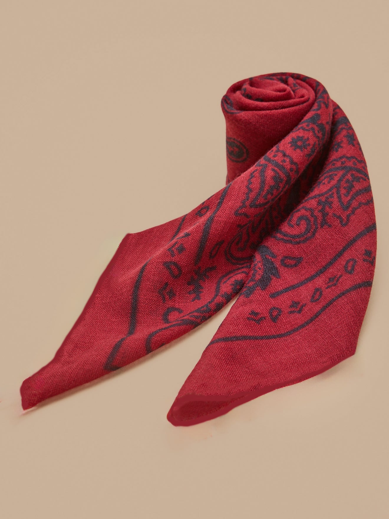 Bandana adulte imprimé en laine – bordeaux, bordeaux – vue 2